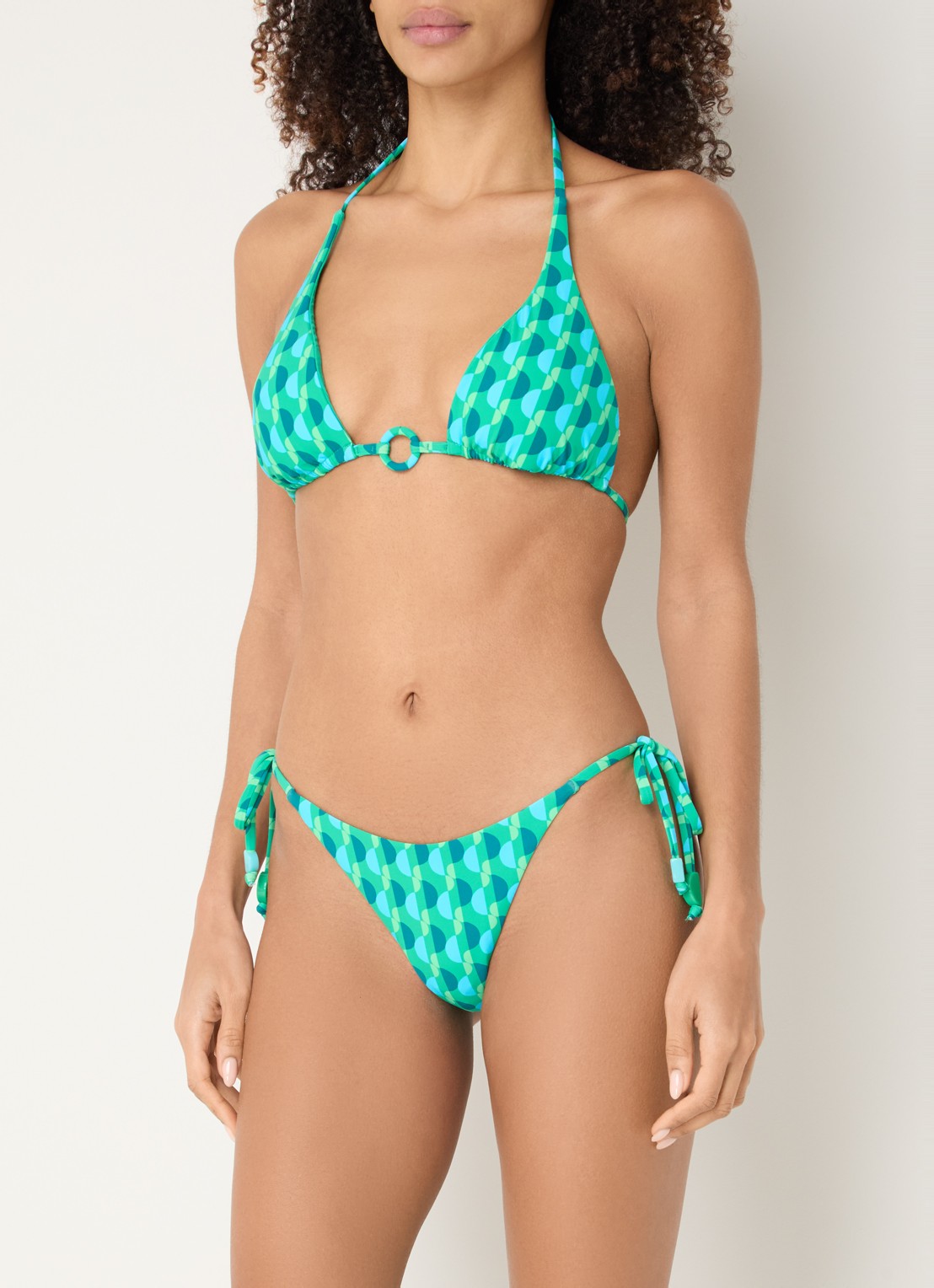 Seafolly  Reversible triangel bikinitop met print - voorkant 3 groen