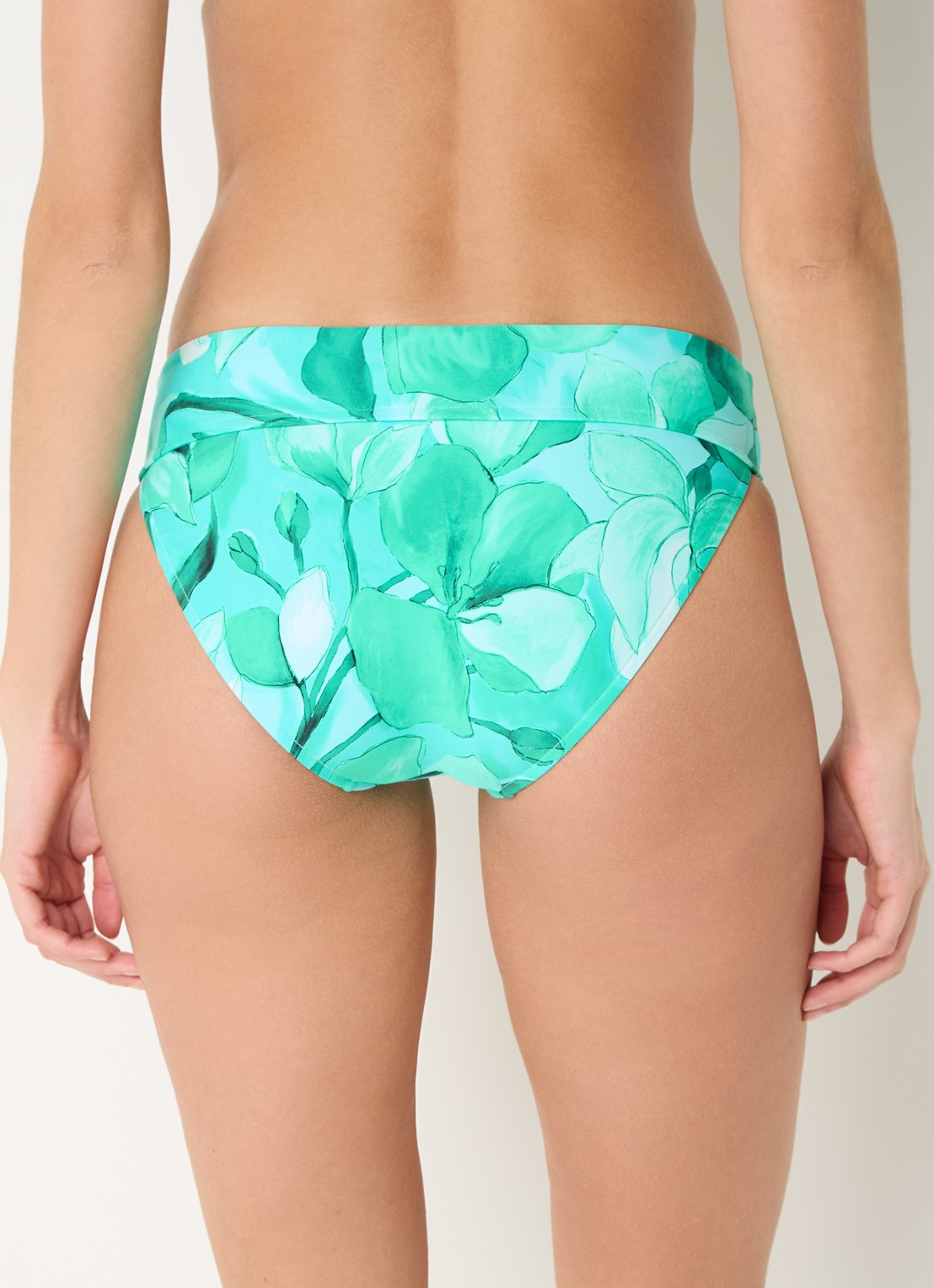 Seafolly Secret Garden bikinislip met bloemenprint - achterkant groen