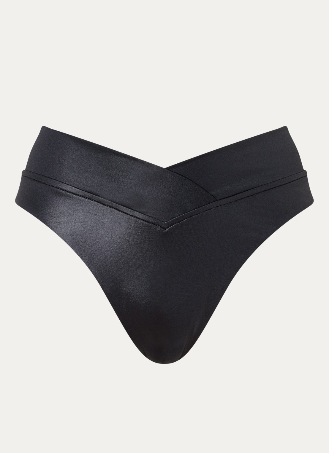 Seafolly Soleil tanga bikinislip met glanzende finish - voorkant 2 zwart