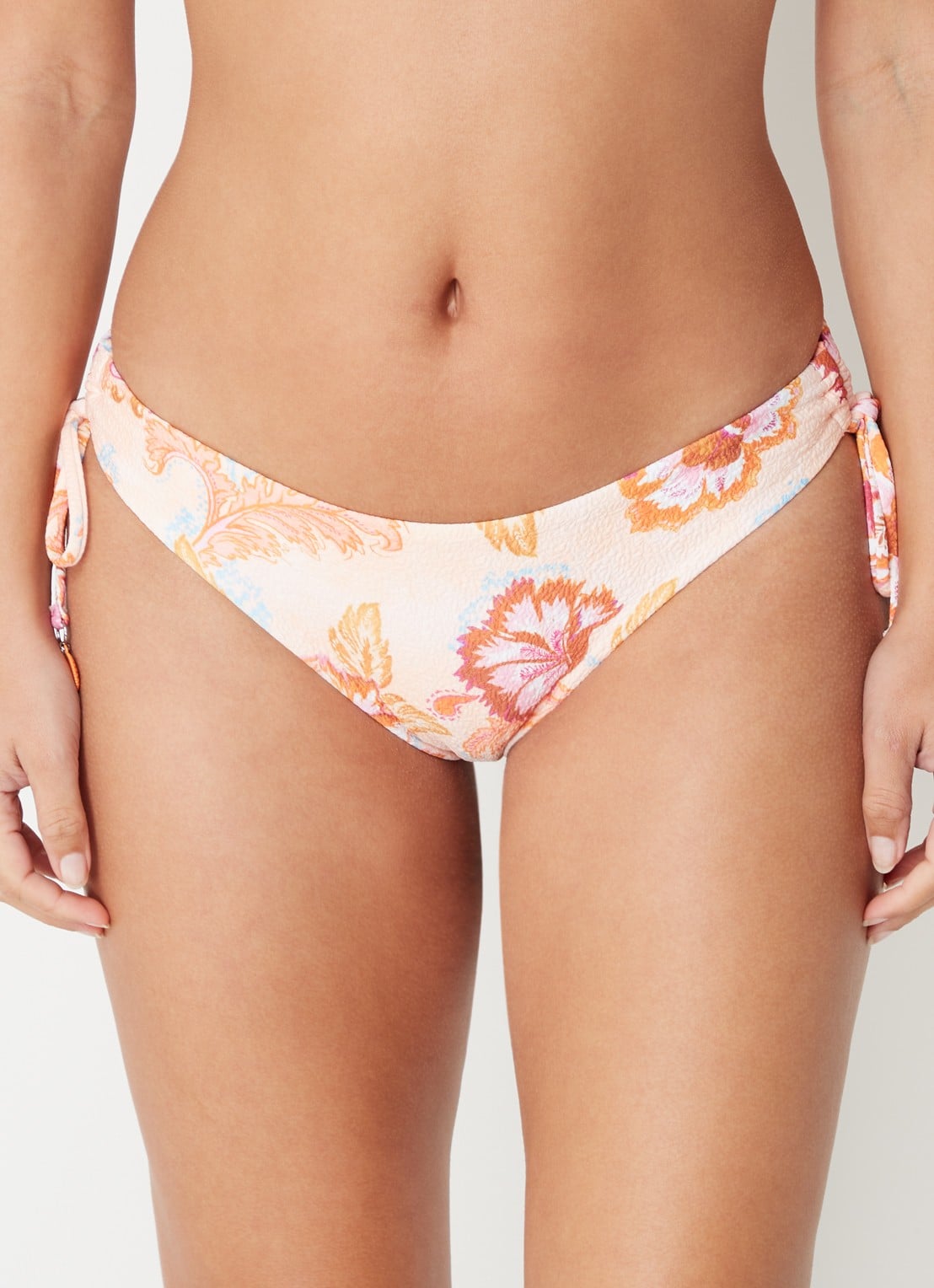 Seafolly Spring Festival tanga bikinislip met bloemenprint - detail 4 oranje