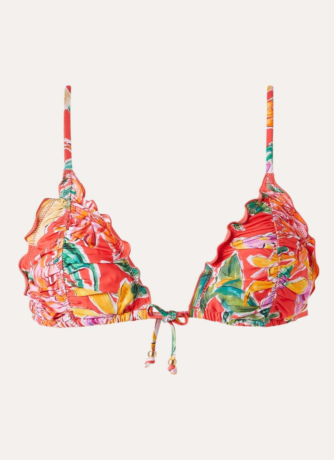 Seafolly Triangel bikinitop met uitneembare vulling - voorkant koraalrood