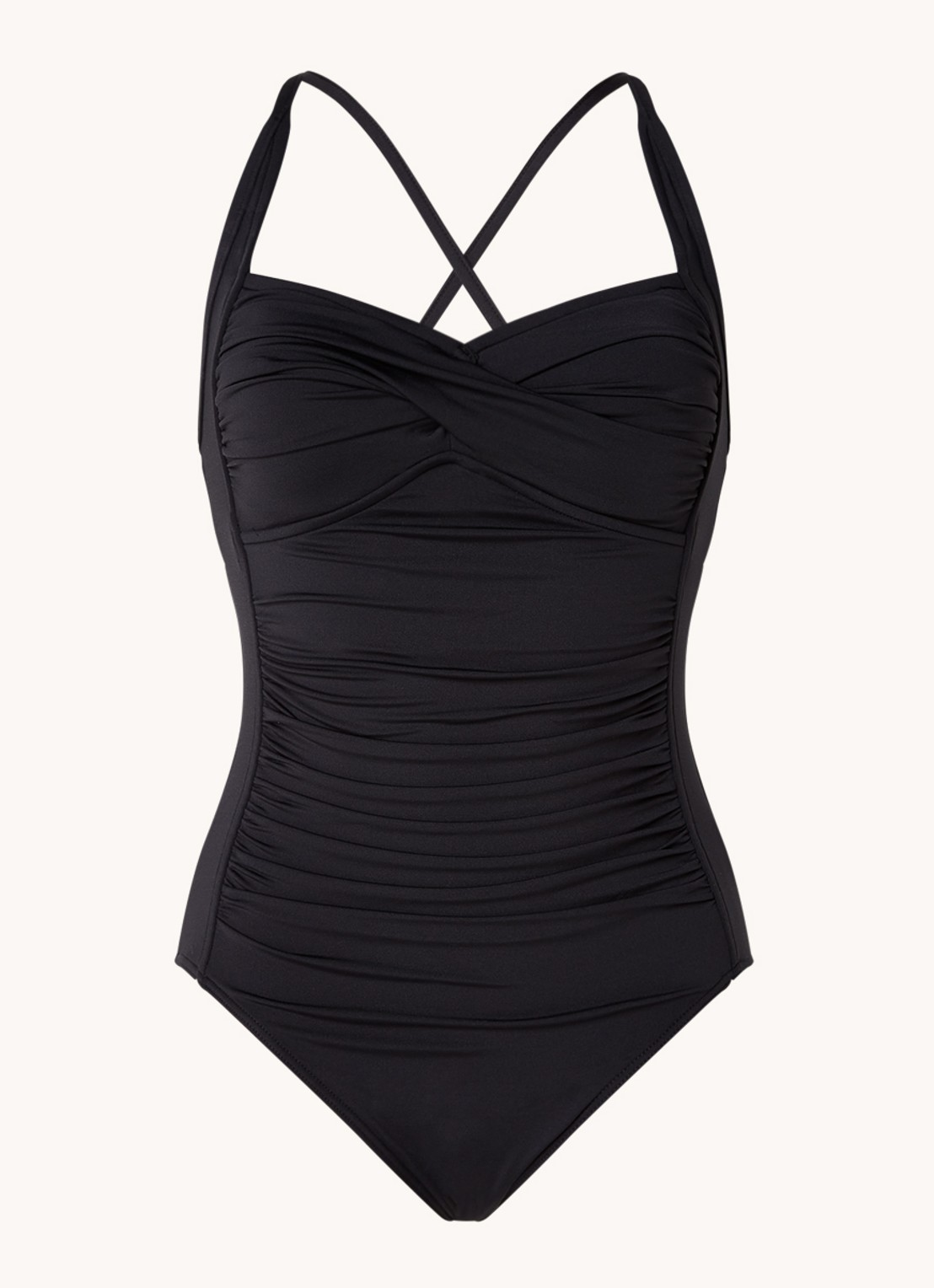 Seafolly Twist voorgevormd badpak met plooidetail - voorkant 3 zwart