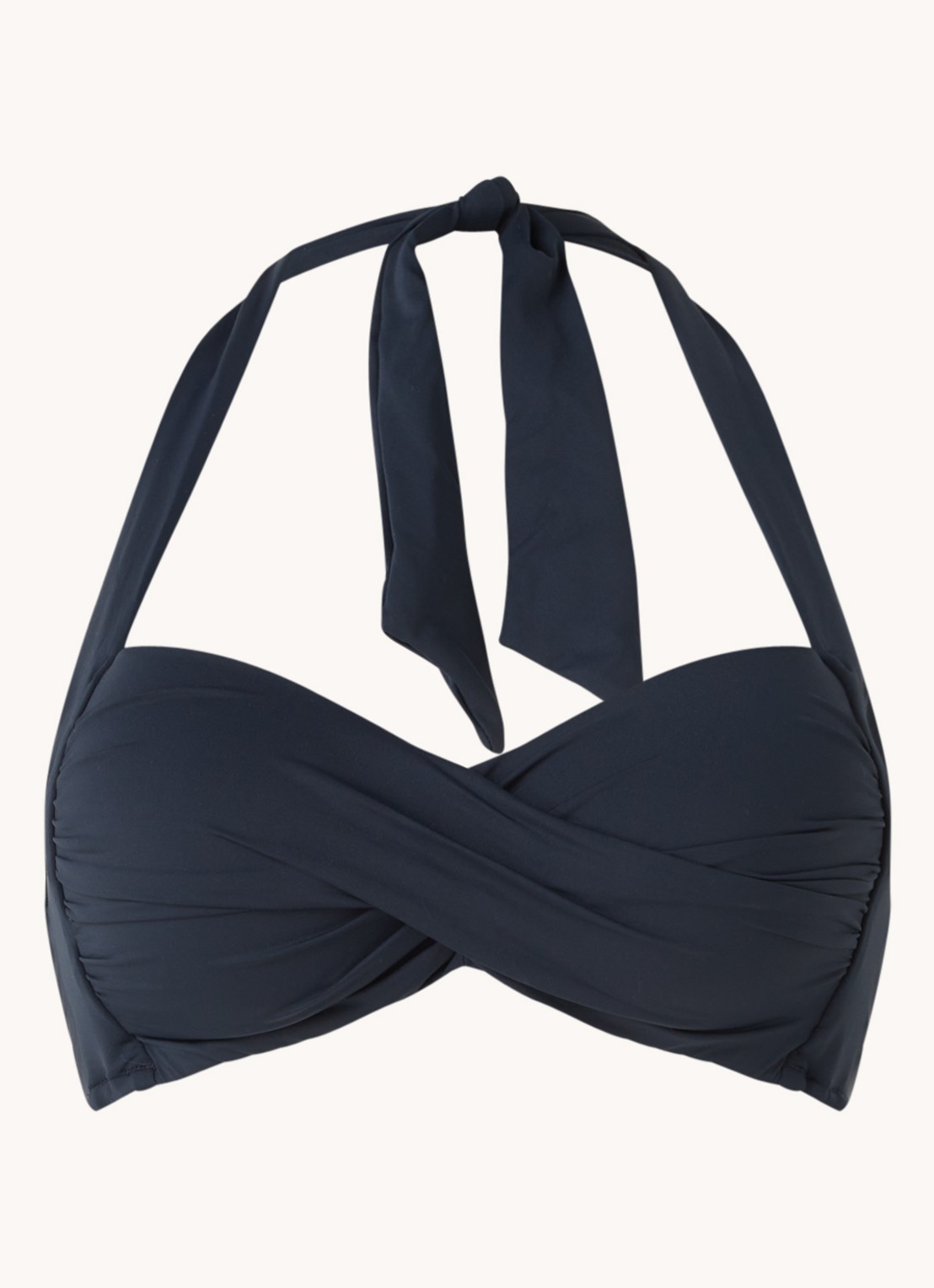 Seafolly Twist voorgevormde halter bikinitop  - voorkant donkerblauw