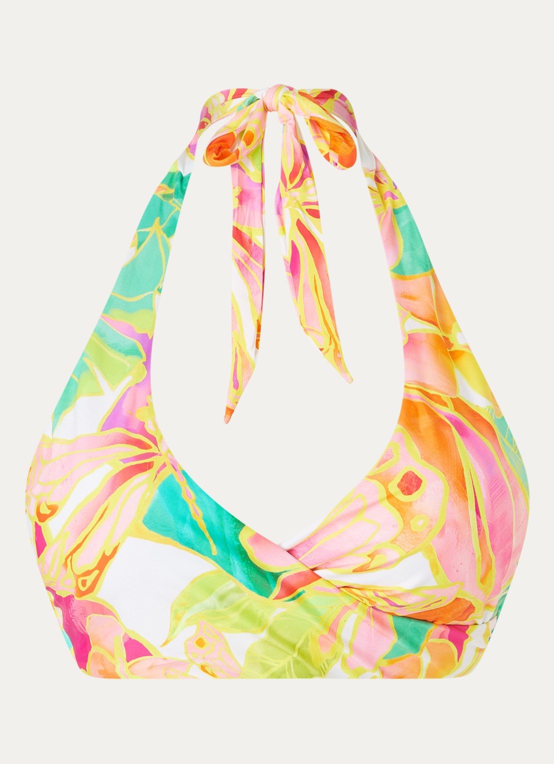 Seafolly Wonderland halter bikinitop met uitneembare vulling - voorkant abrikoos