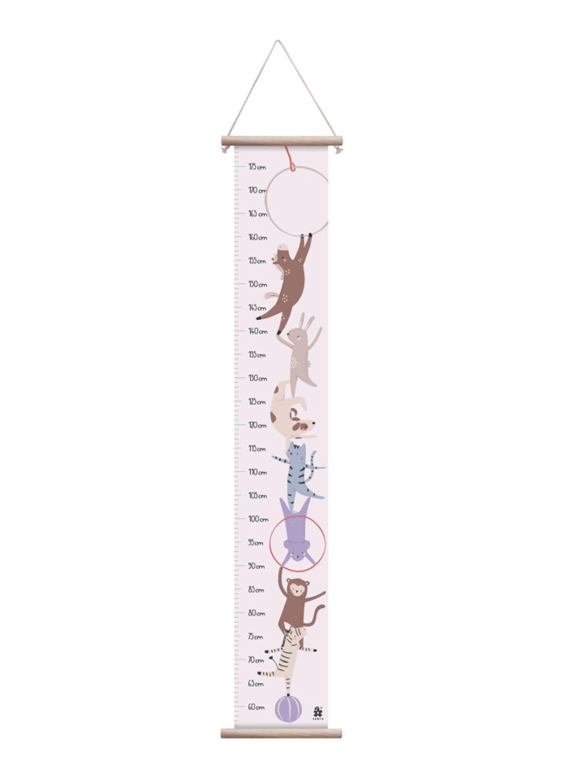 Sebra Teeny Toes groeimeter speelgoed - voorkant lichtroze
