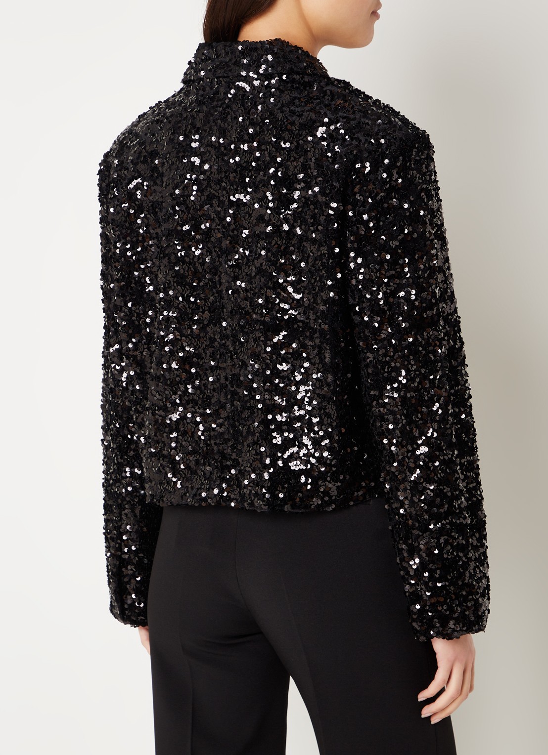 Second Female Cropped blazer met pailletten - achterkant 3 zwart