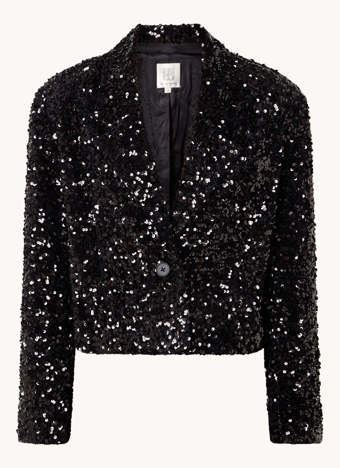 Second Female Cropped blazer met pailletten - voorkant 4 zwart