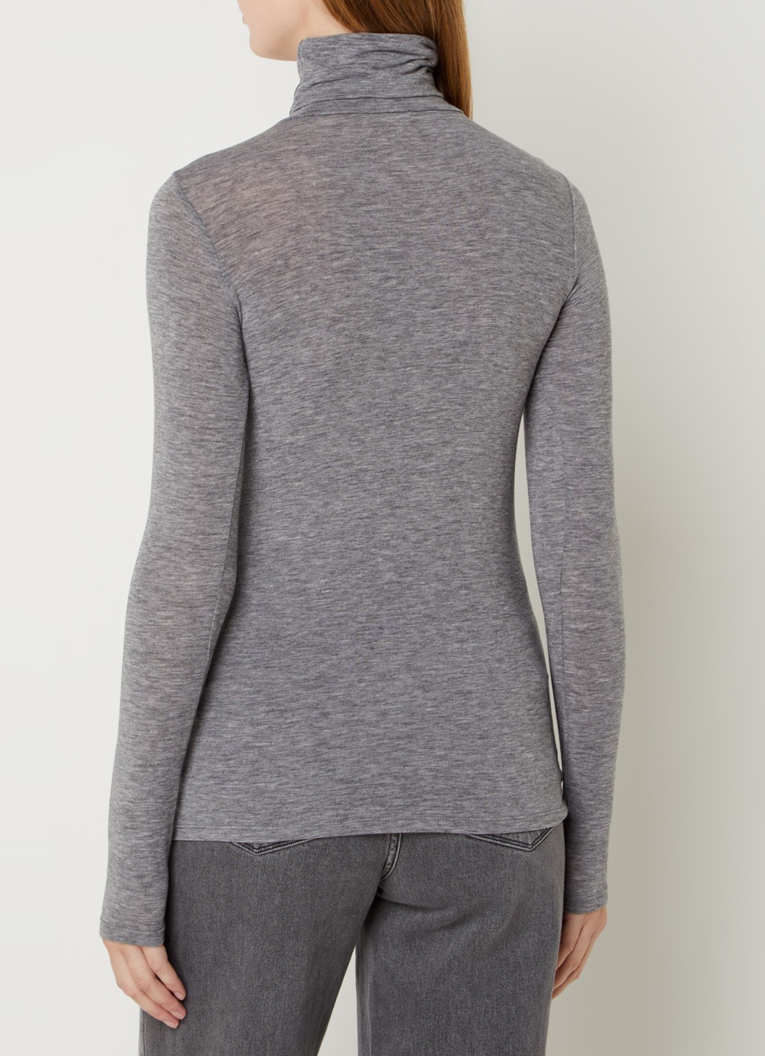Second Female Matima longsleeve met col in merino wolblend - achterkant 3 grijsmele