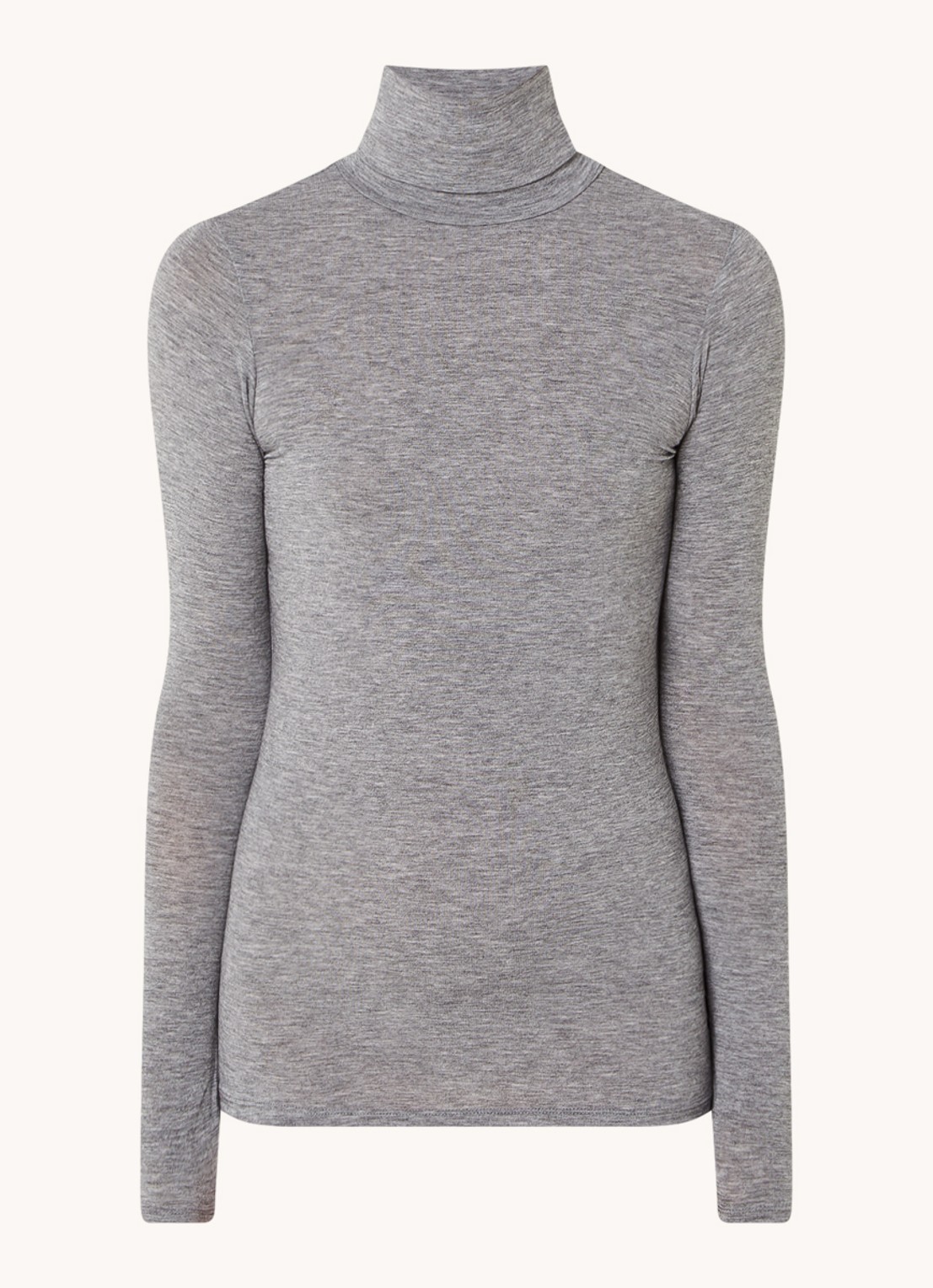Second Female Matima longsleeve met col in merino wolblend - voorkant grijsmele