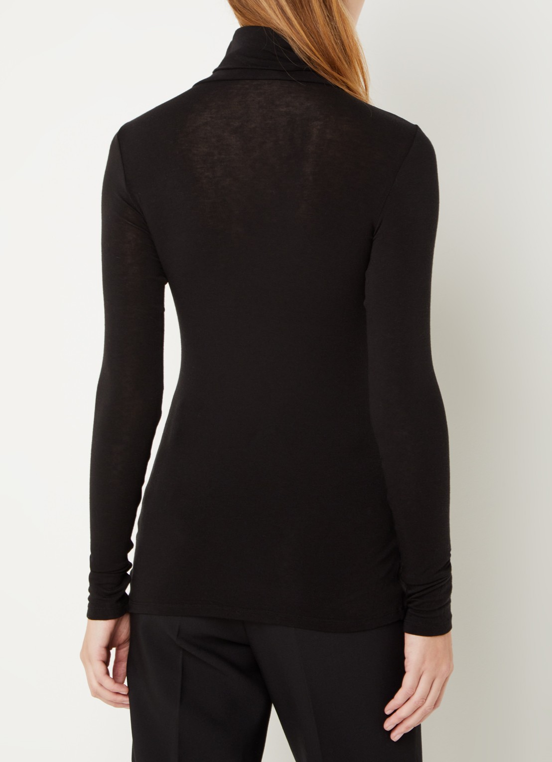 Second Female Matima longsleeve met col in merino wolblend - achterkant zwart