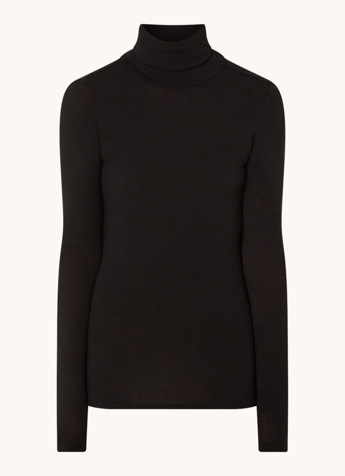 Second Female Matima longsleeve met col in merino wolblend - voorkant 2 zwart