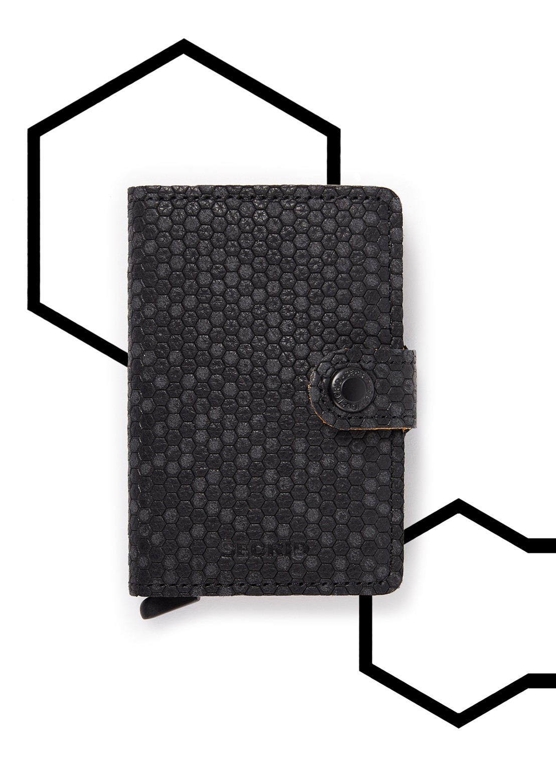 Secrid Miniwallet Beehive Wallet pasjeshouder van leer - voorkant zwart