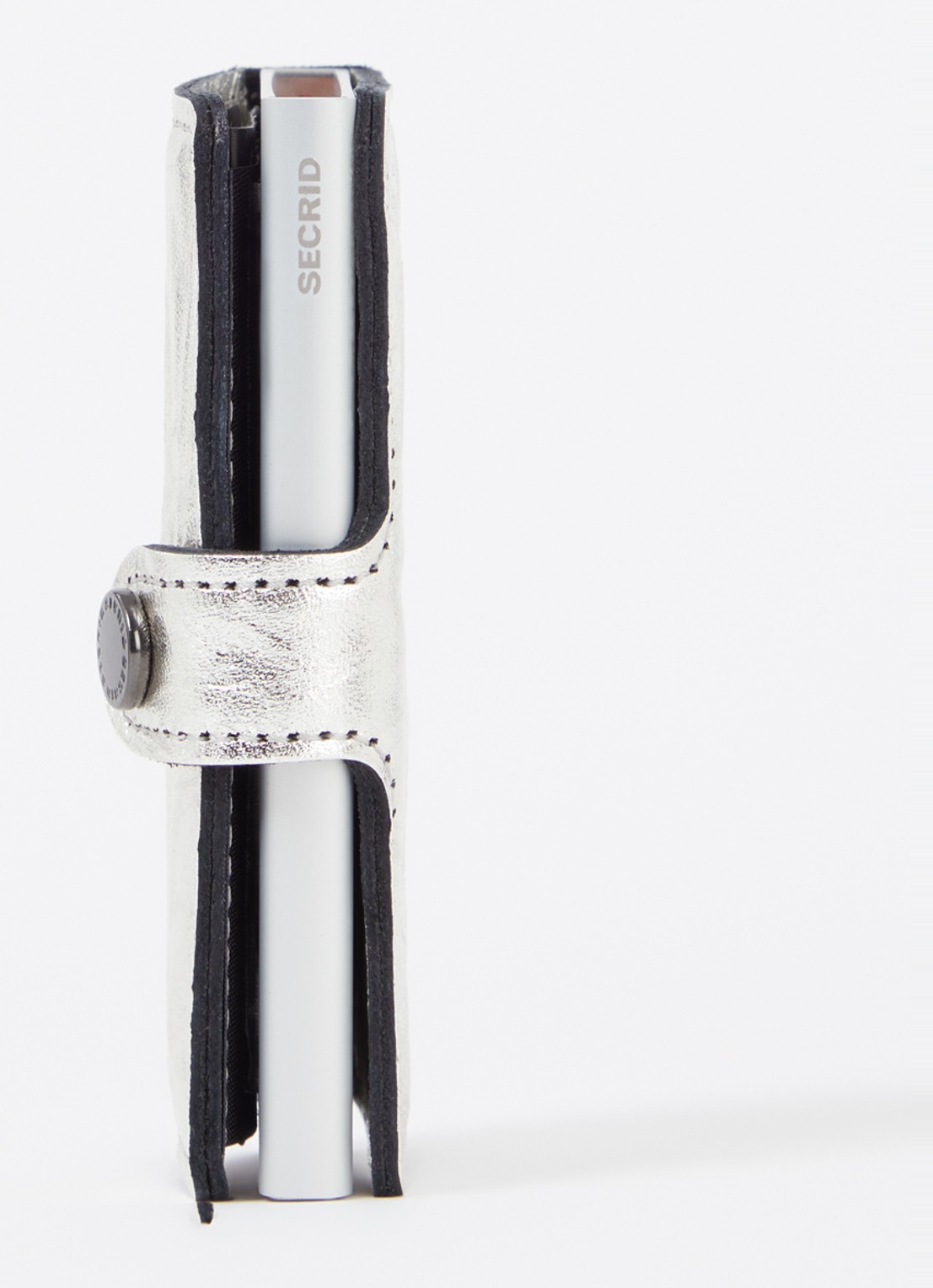 Secrid Miniwallet pasjeshouder van leer met metallic finish - detail 3 zilver