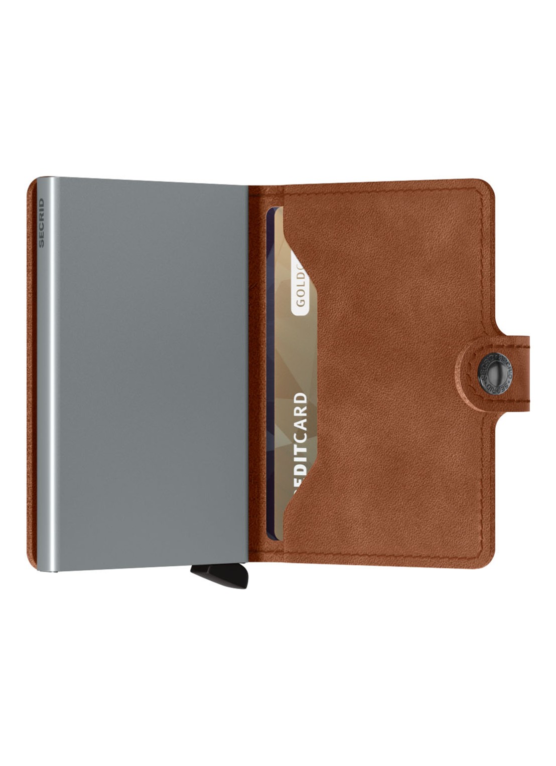 Secrid Miniwallet pasjeshouder van leer - achterkant 5 cognac