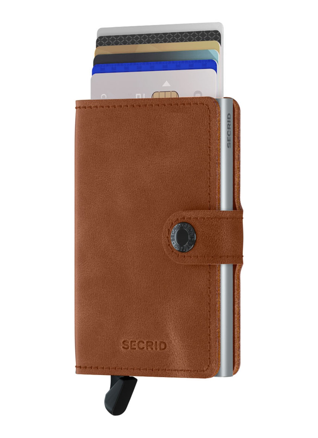 Secrid Miniwallet pasjeshouder van leer - voorkant 2 cognac