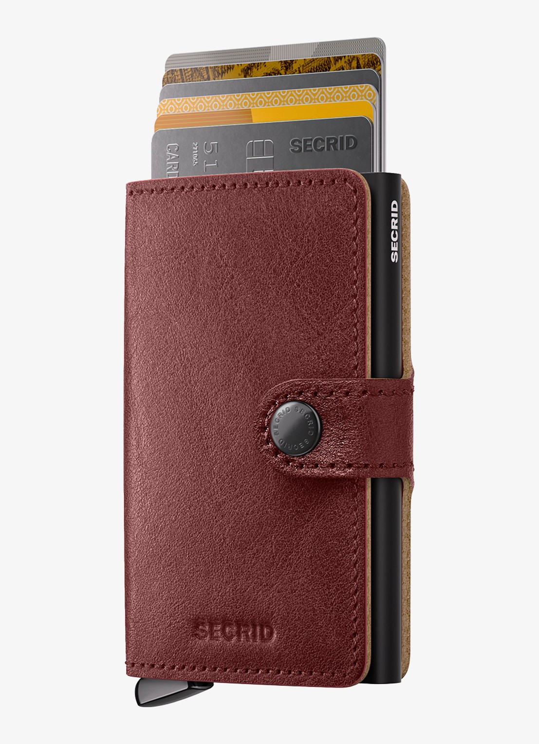 Secrid Miniwallet+ pasjeshouder van leer - voorkant bruin