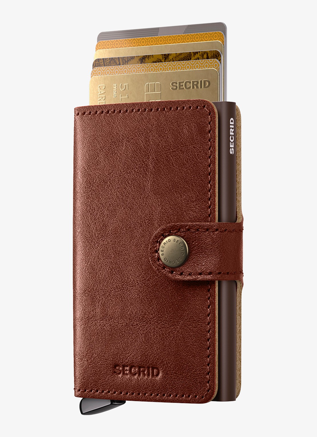 Secrid Miniwallet+ pasjeshouder van leer - voorkant 6 kastanjebruin