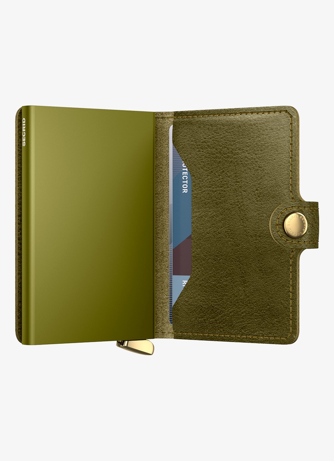 Secrid Miniwallet+ pasjeshouder van leer - detail 4 olijfgroen