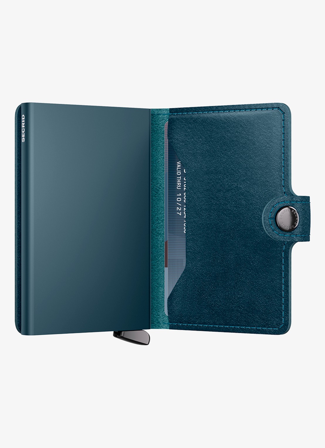 Secrid Miniwallet+ pasjeshouder van leer - detail petrol