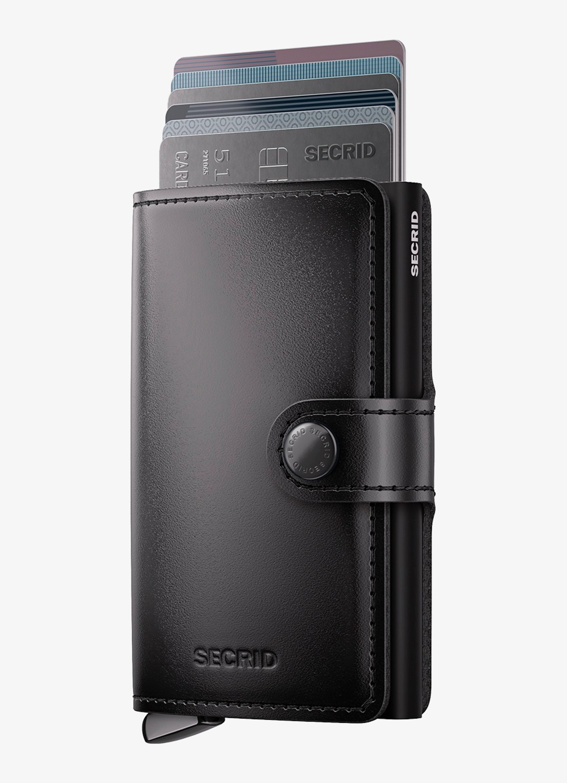 Secrid Miniwallet+ pasjeshouder van leer - voorkant 2 zwart