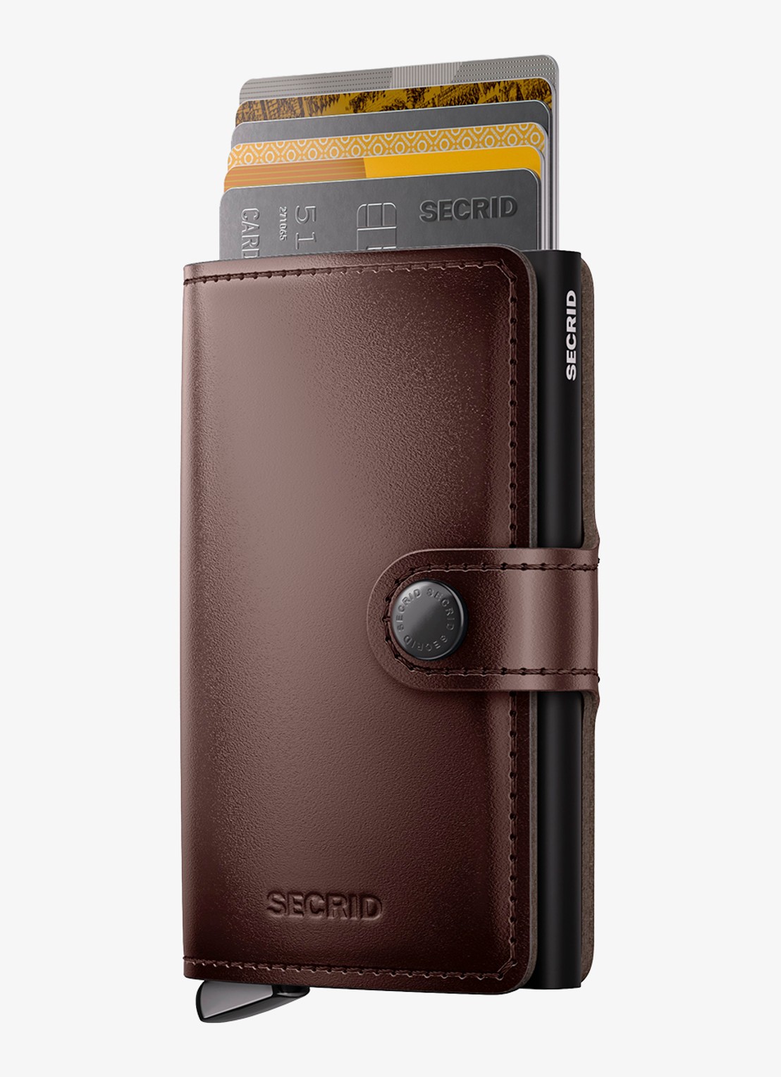 Secrid Miniwallet+ pasjeshouder van leer - voorkant 4 donkerbruin