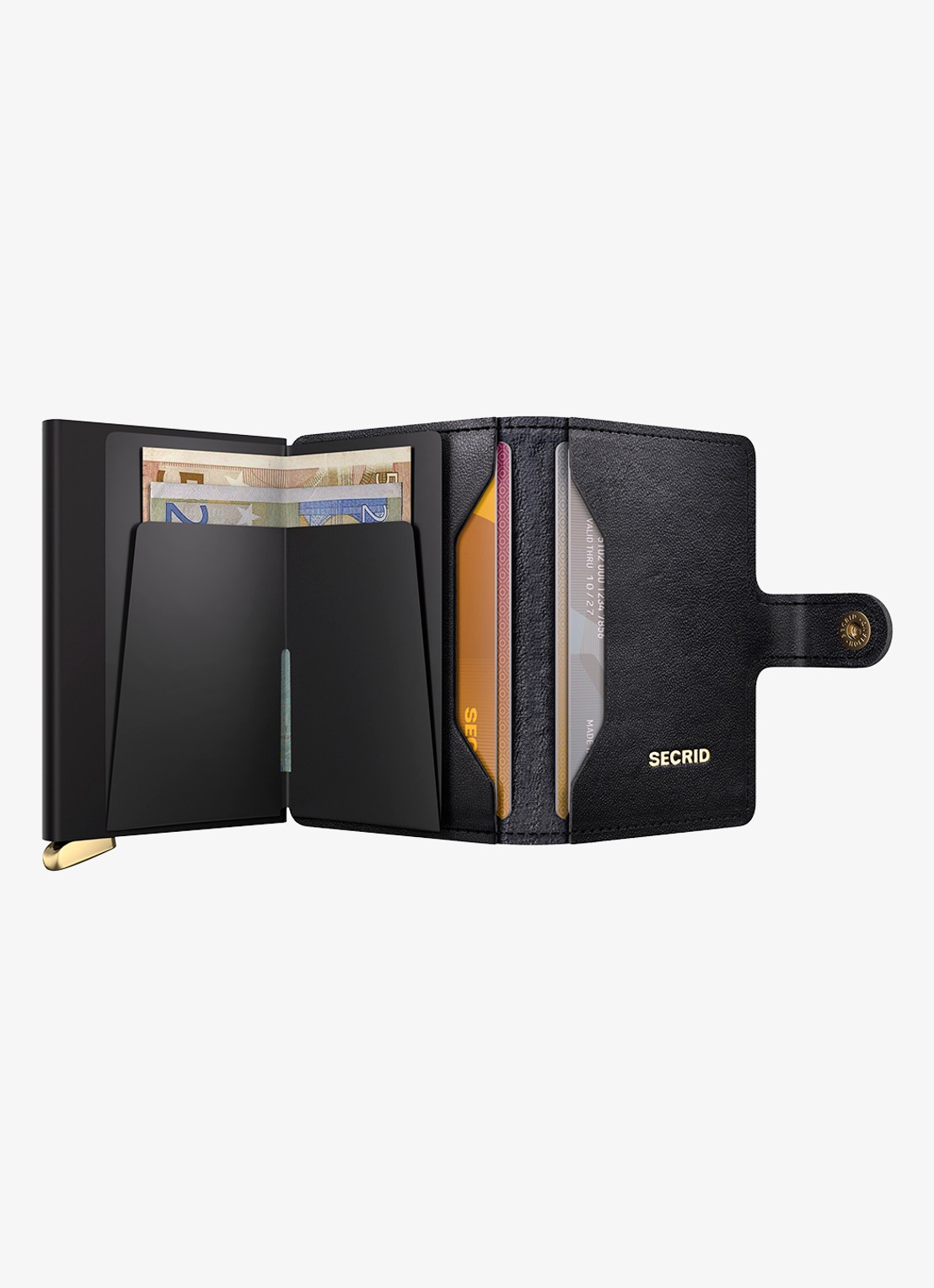 Secrid Miniwallet+ pasjeshouder van leer - detail zwart
