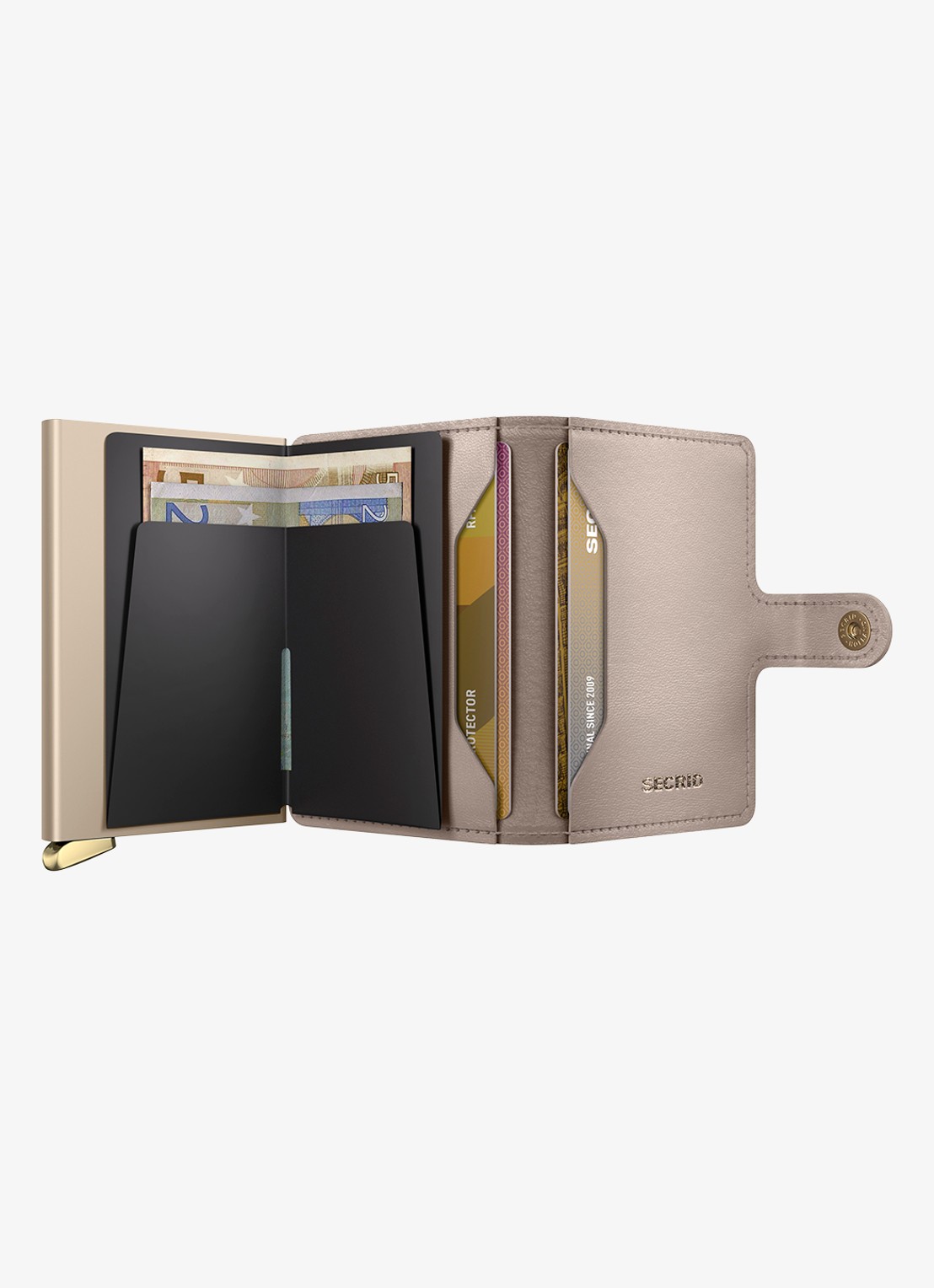 Secrid Miniwallet+ pasjeshouder van leer - detail lichtgrijs