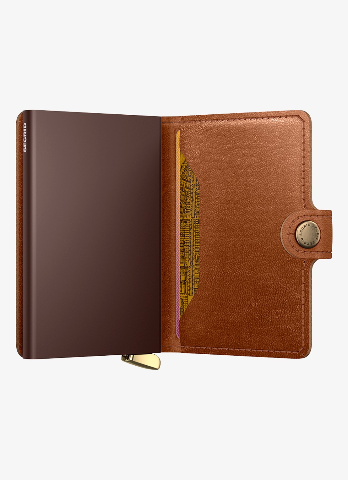 Secrid Miniwallet+ pasjeshouder van leer - achterkant 7 cognac