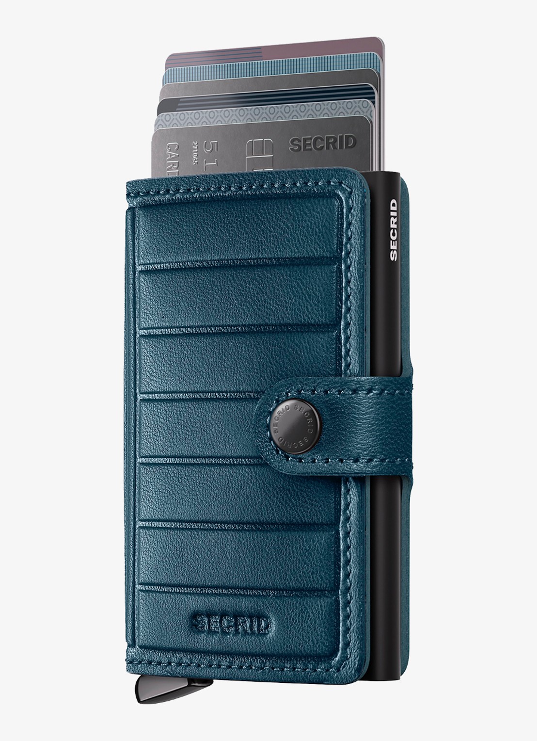 Secrid Miniwallet+ pasjeshouder van leer - voorkant petrol