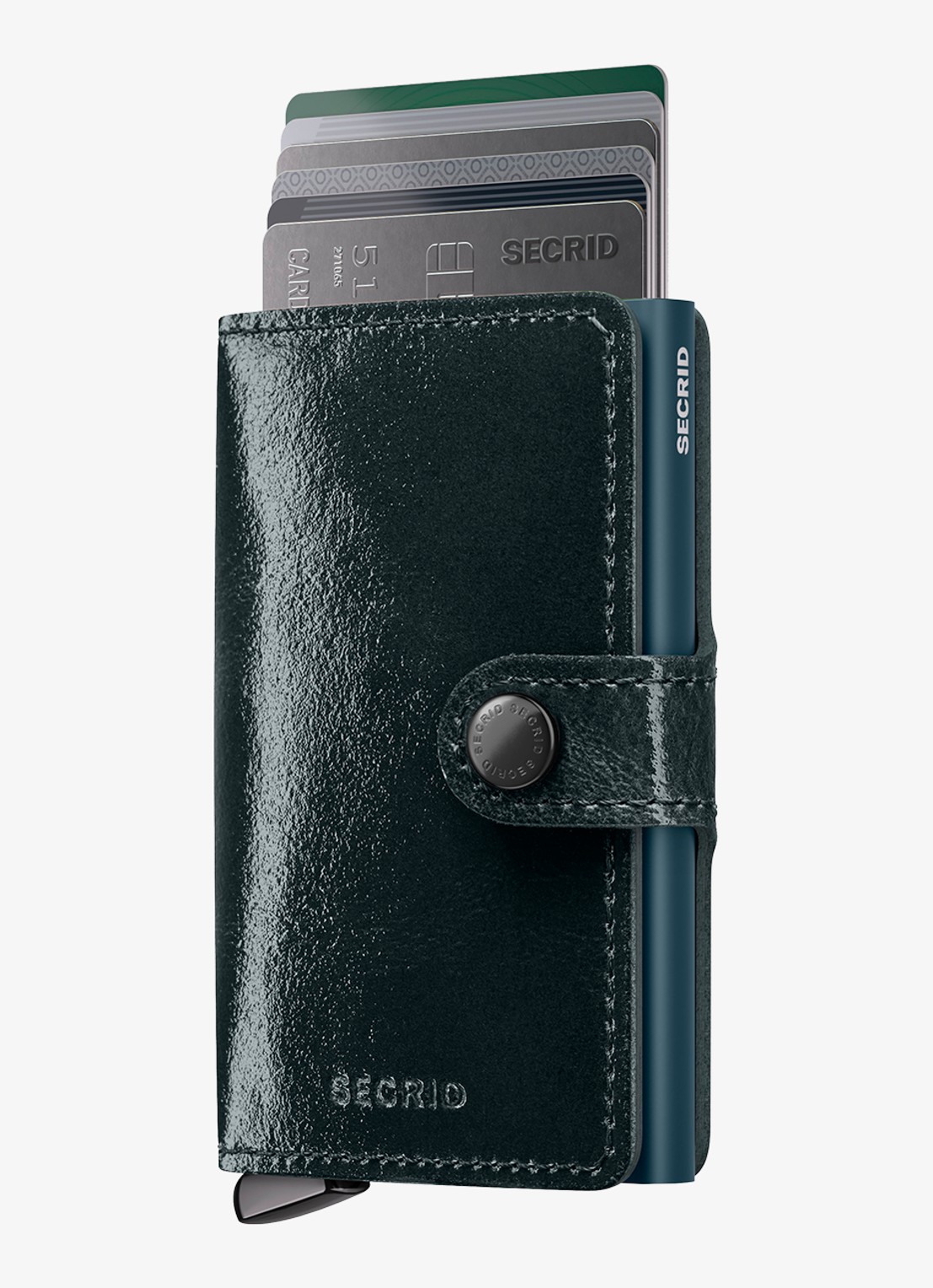 Secrid Miniwallet+ pasjeshouder van leer - voorkant zeegroen