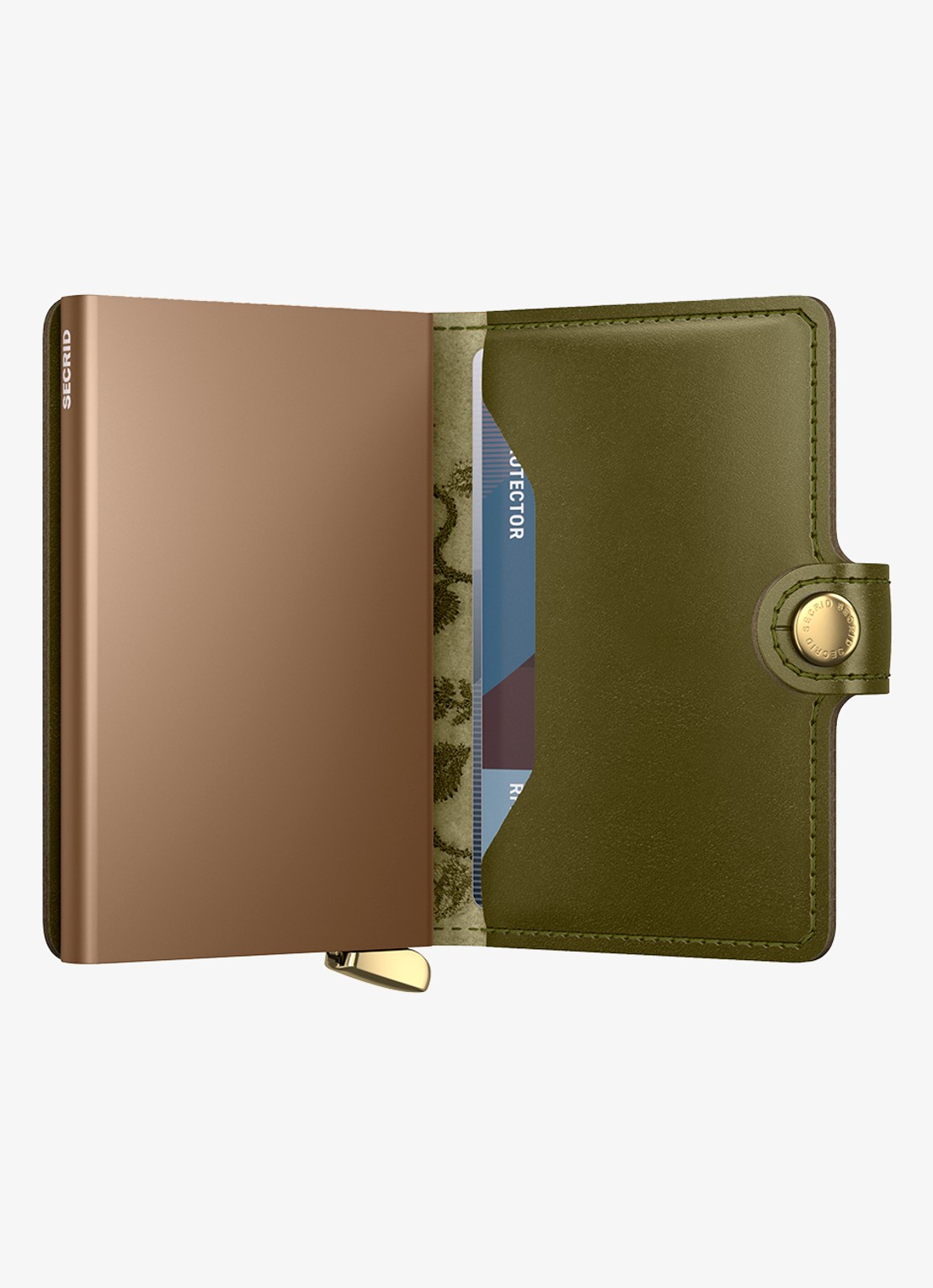 Secrid Miniwallet+ pasjeshouder van leer - detail 2 olijfgroen