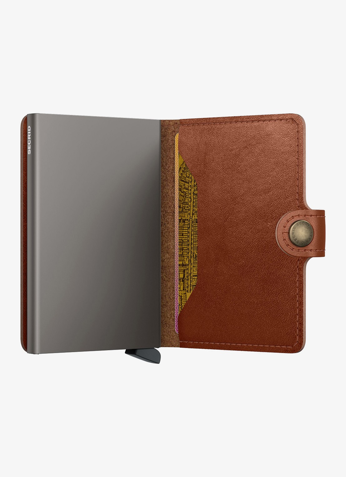 Secrid Miniwallet pasjeshouder van leer - detail kastanjebruin