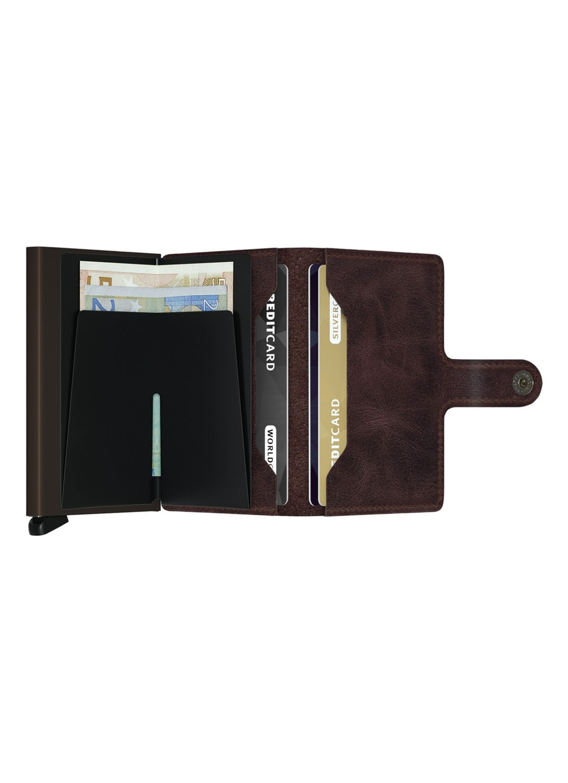 Secrid Miniwallet Wallet pasjeshouder van leer - achterkant donkerbruin