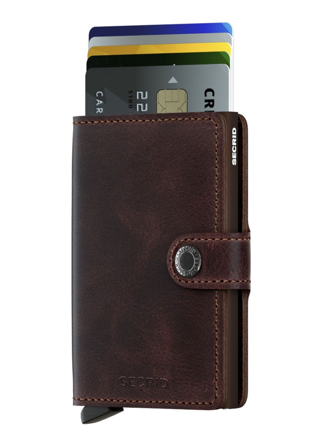 Secrid Miniwallet Wallet pasjeshouder van leer - voorkant 4 donkerbruin