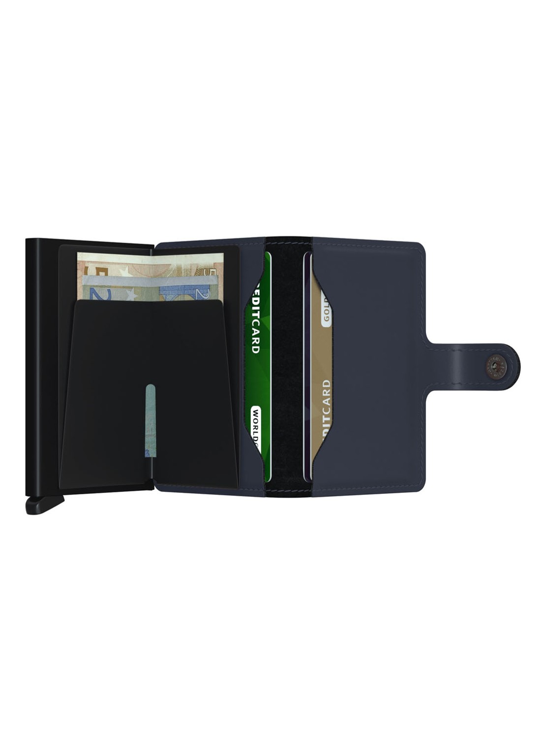 Secrid Miniwallet Wallet pasjeshouder van leer  - detail donkerblauw