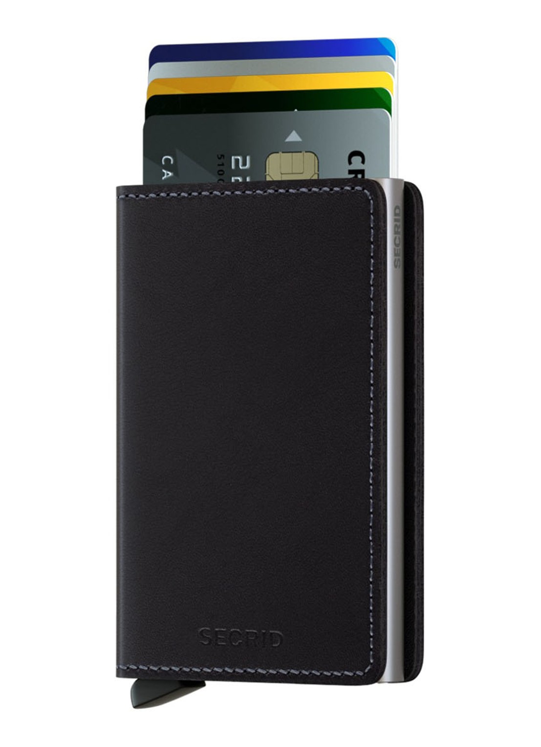 Secrid Slimwallet pasjeshouder van leer - voorkant 6 zwart