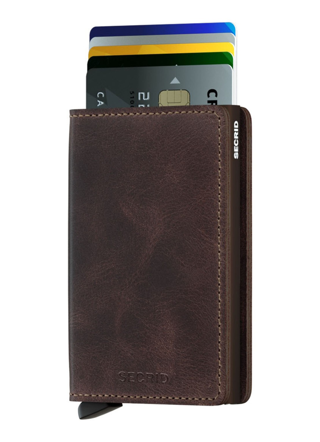 Secrid Slimwallet pasjeshouder van leer - voorkant 4 donkerbruin