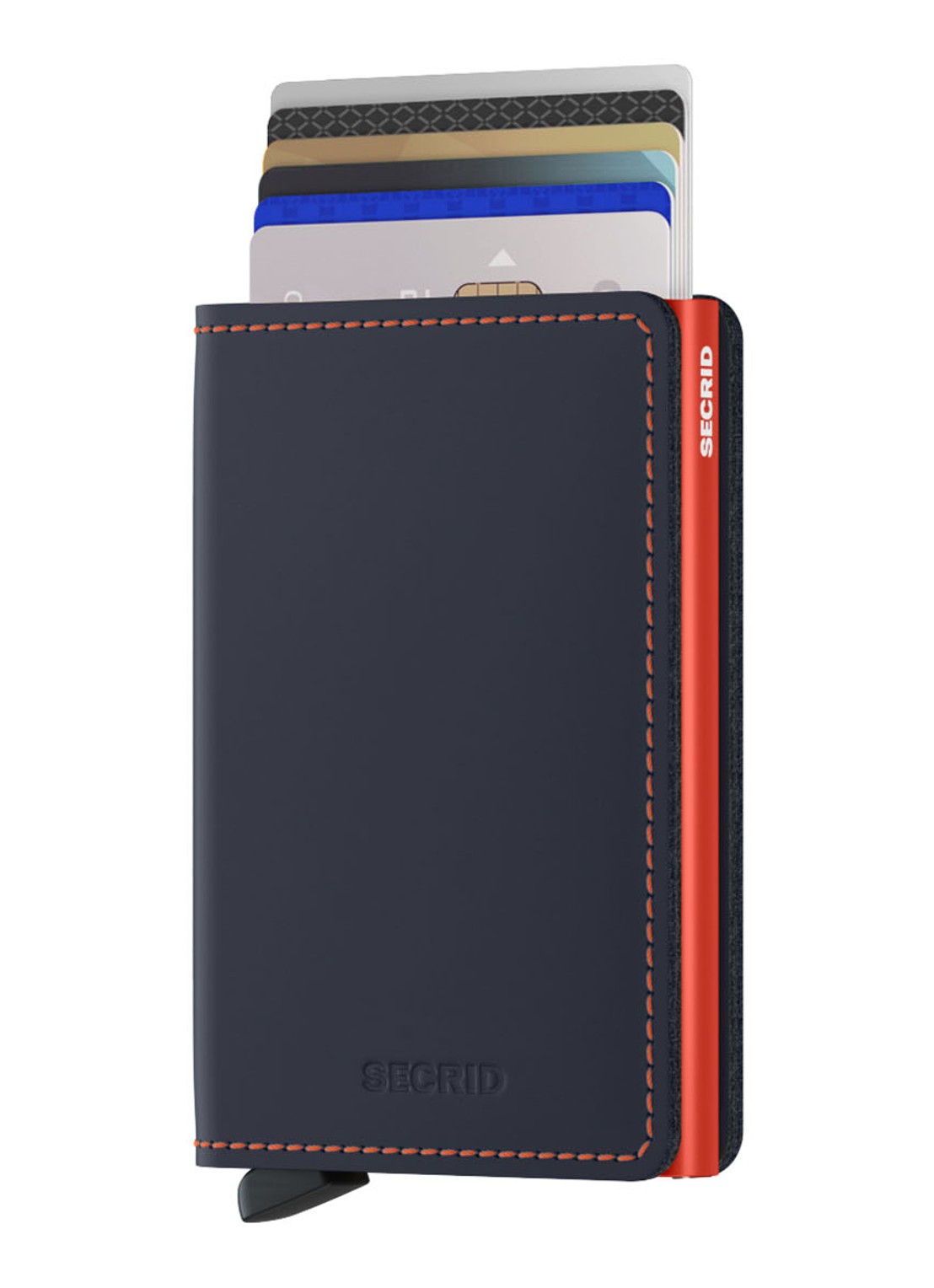 Secrid Slimwallet pasjeshouder van leer - voorkant 2 donkerblauw