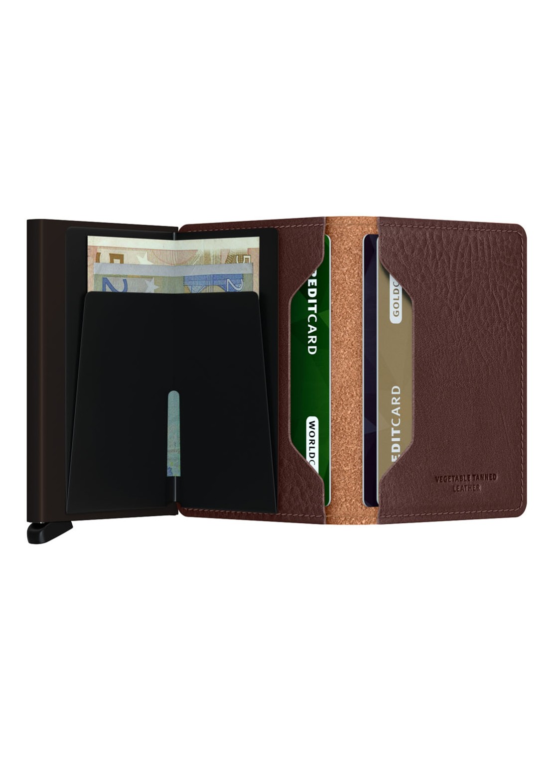 Secrid Slimwallet pasjeshouder van leer - detail mahoniebruin
