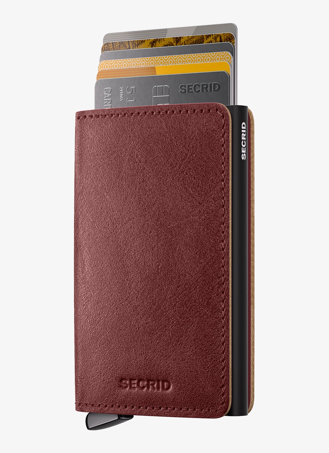 Secrid Slimwallet+ pasjeshouder van leer - voorkant bruin