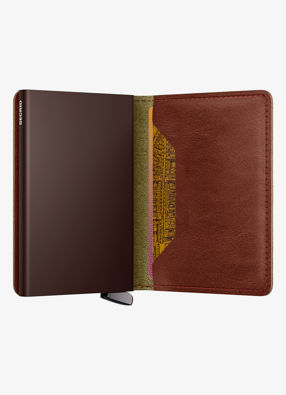 Secrid Slimwallet+ pasjeshouder van leer - detail kastanjebruin