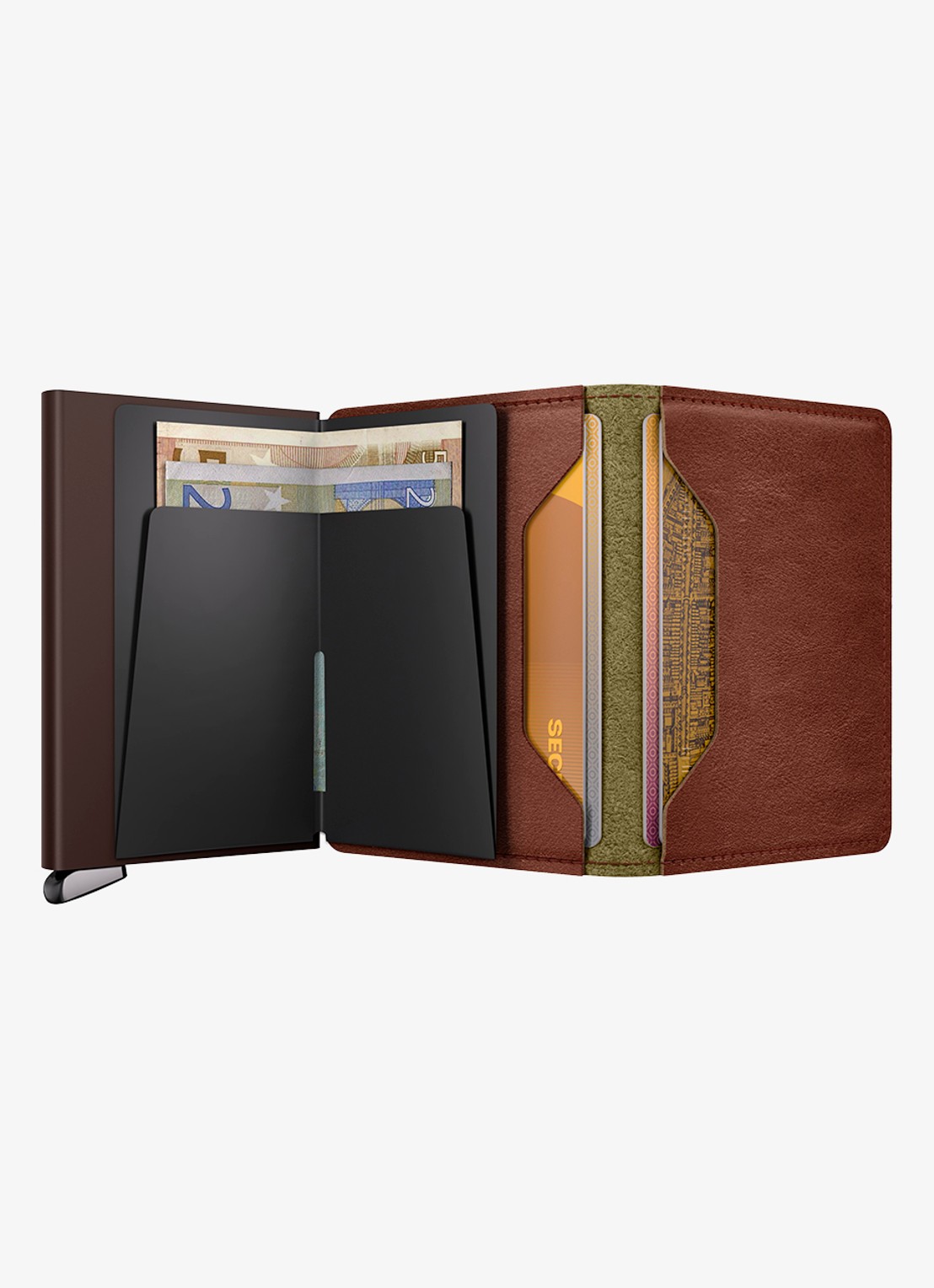 Secrid Slimwallet+ pasjeshouder van leer - detail 2 kastanjebruin