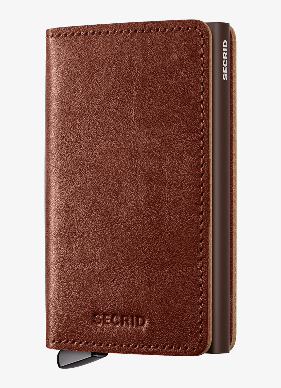 Secrid Slimwallet+ pasjeshouder van leer - voorkant 7 kastanjebruin