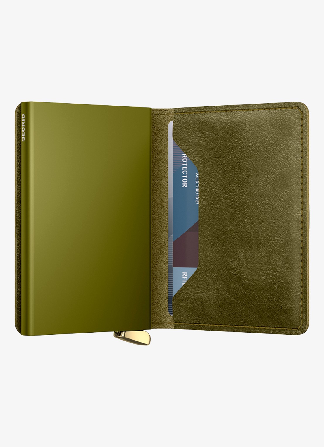 Secrid Slimwallet+ pasjeshouder van leer - detail 4 olijfgroen