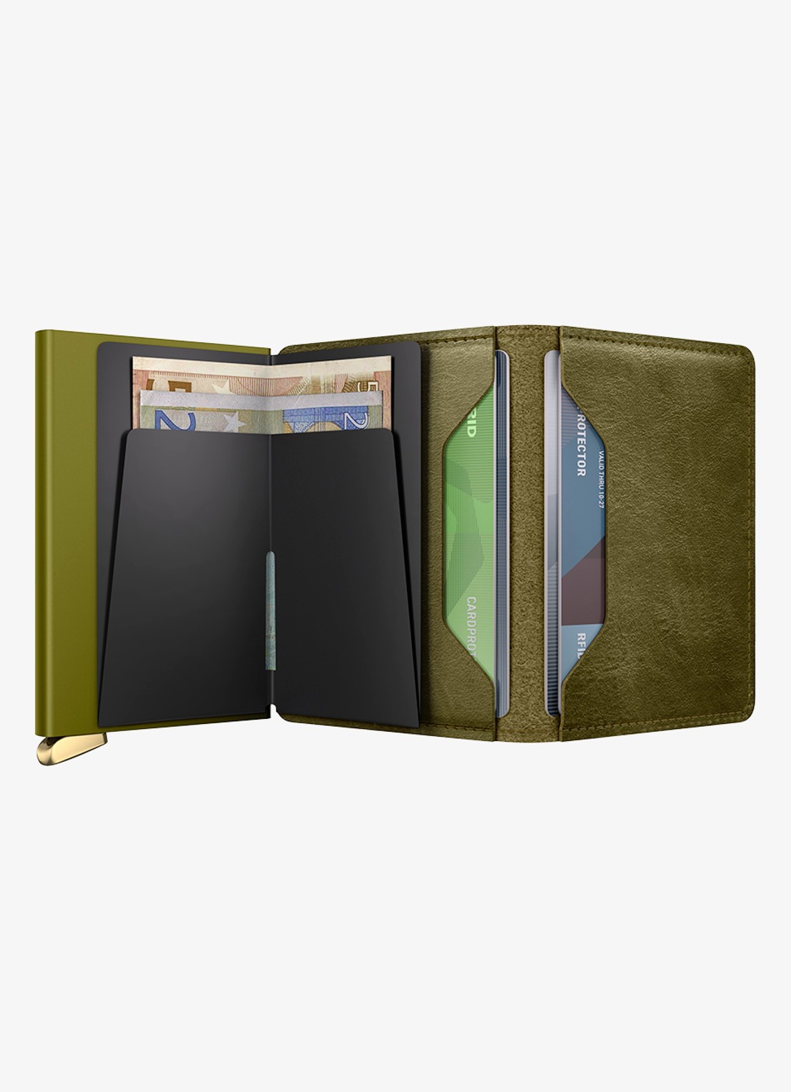 Secrid Slimwallet+ pasjeshouder van leer - detail 5 olijfgroen