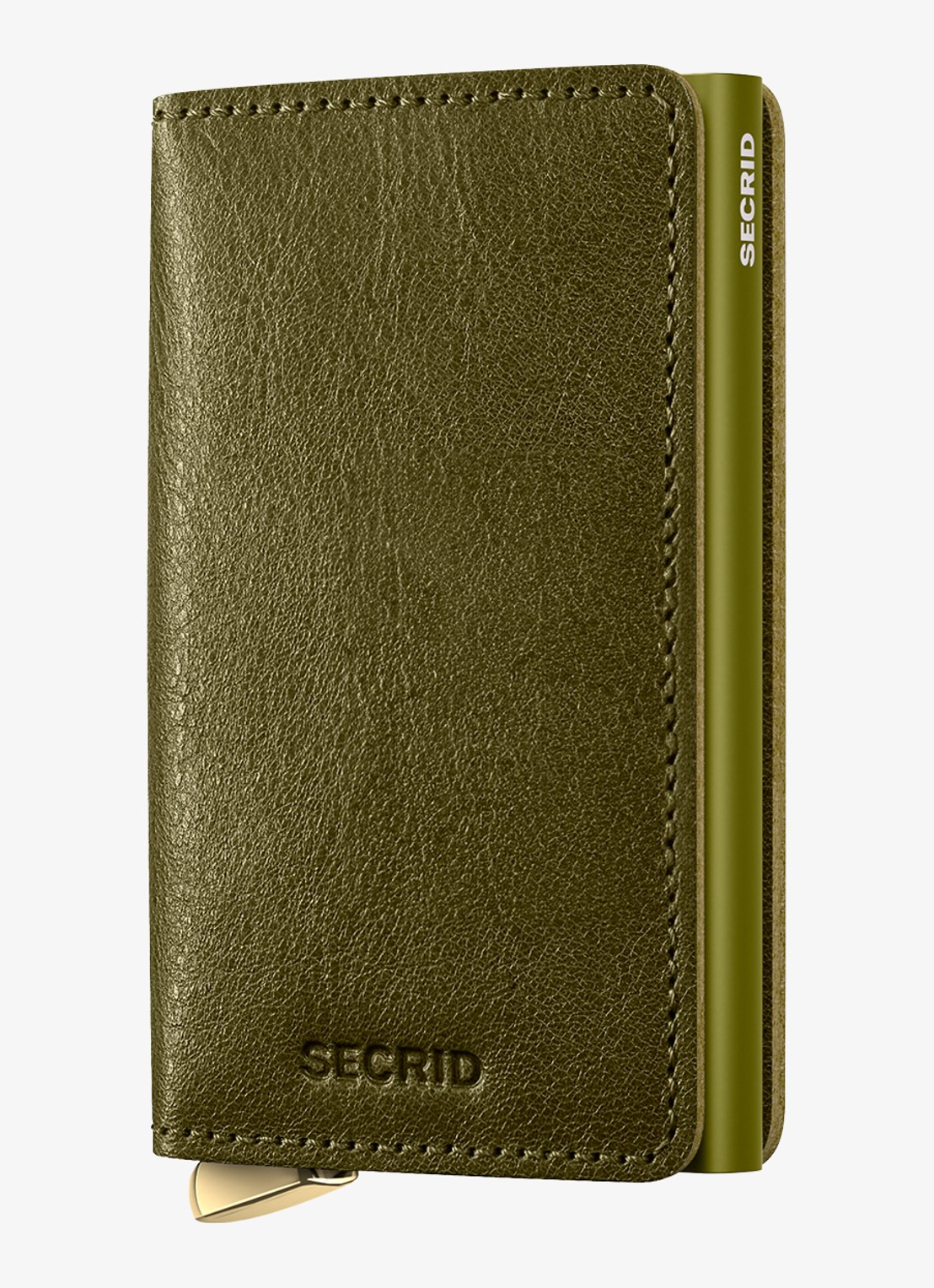 Secrid Slimwallet+ pasjeshouder van leer - voorkant 2 olijfgroen