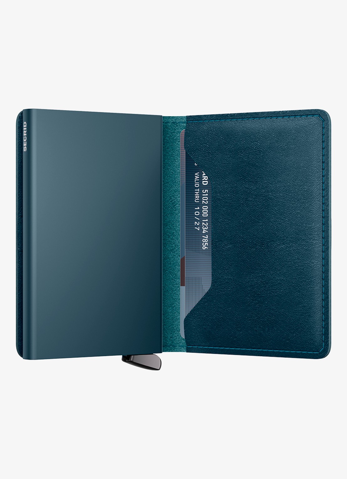 Secrid Slimwallet+ pasjeshouder van leer - achterkant 3 petrolgroen