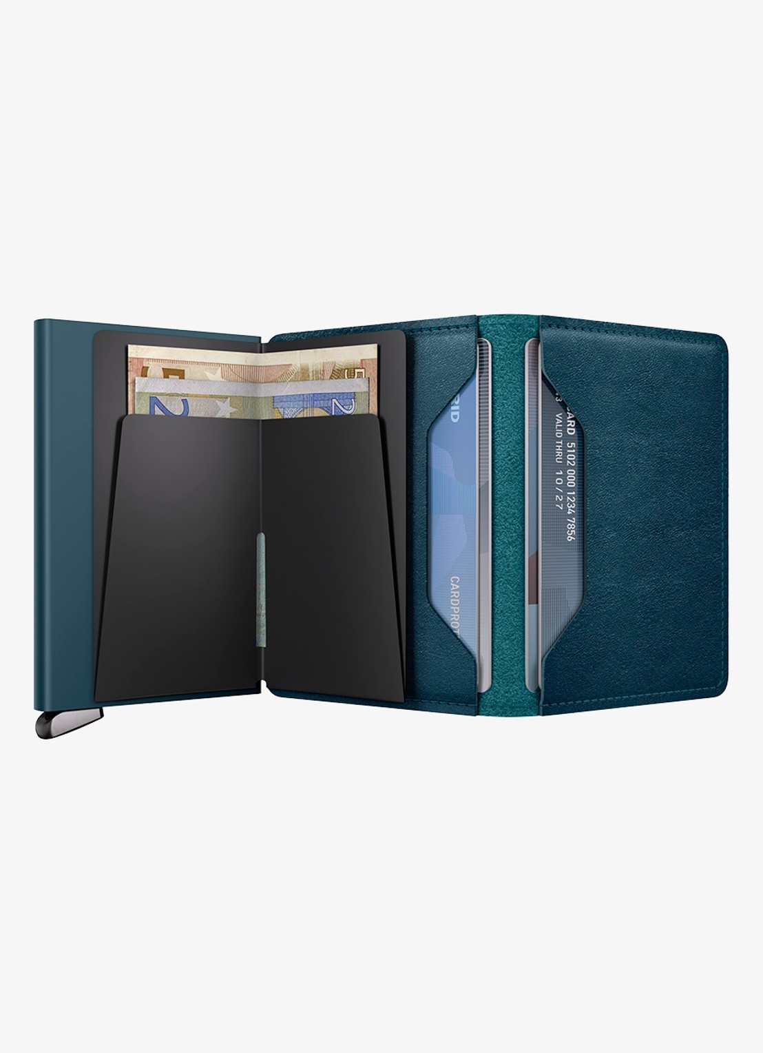 Secrid Slimwallet+ pasjeshouder van leer - detail 4 petrolgroen