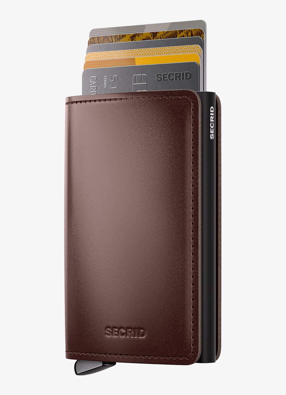 Secrid Slimwallet+ pasjeshouder van leer - voorkant 2 donkerbruin