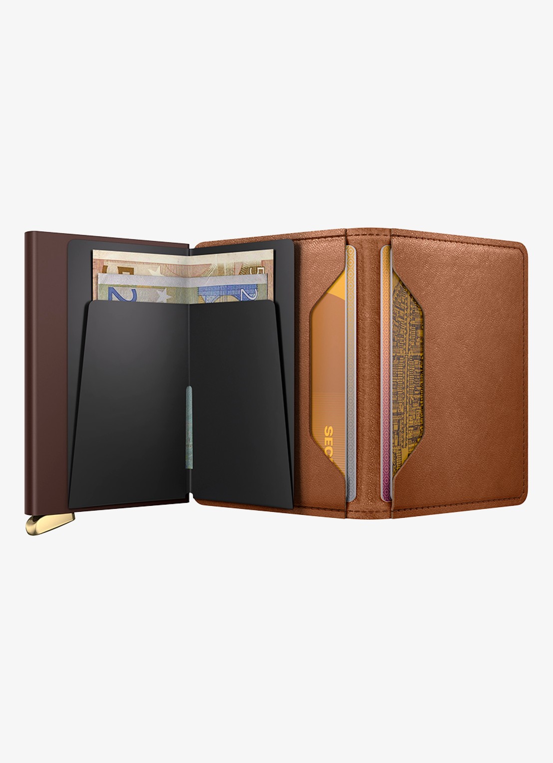 Secrid Slimwallet+ pasjeshouder van leer - detail 5 cognac
